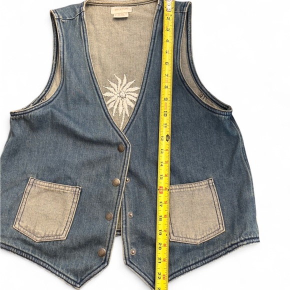 Brixton Embroidered Denim Vest M | Western Boho Flower Jean Vest - Picture 4 of 6